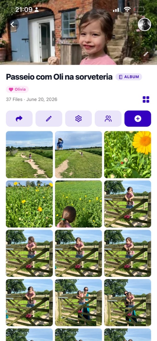 A family album in We, shown as a grid of photos