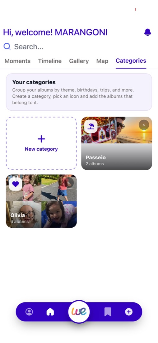 Albums organized into categories in We