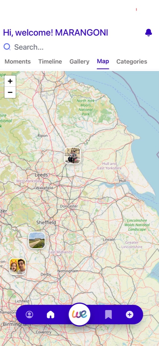 We map screen, with photos pinned to the places they were taken